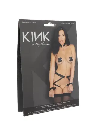 Комплект ременів для бондажу Leg Avenue Harness & wrist restraints One size Black, чокер Львів