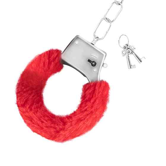 Наручники Love Cuffs Crushious металлические, с красным мехом Sex Aura Киев