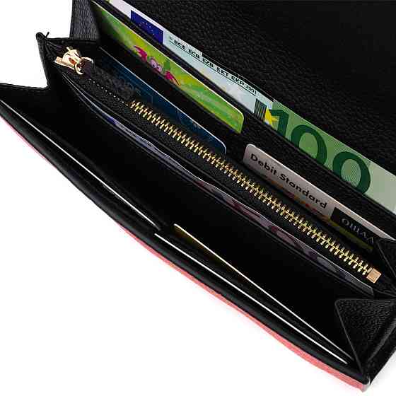 Комбинированное женское большое портмоне из натуральной кожи Tony Bellucci 21974 Красный Киев