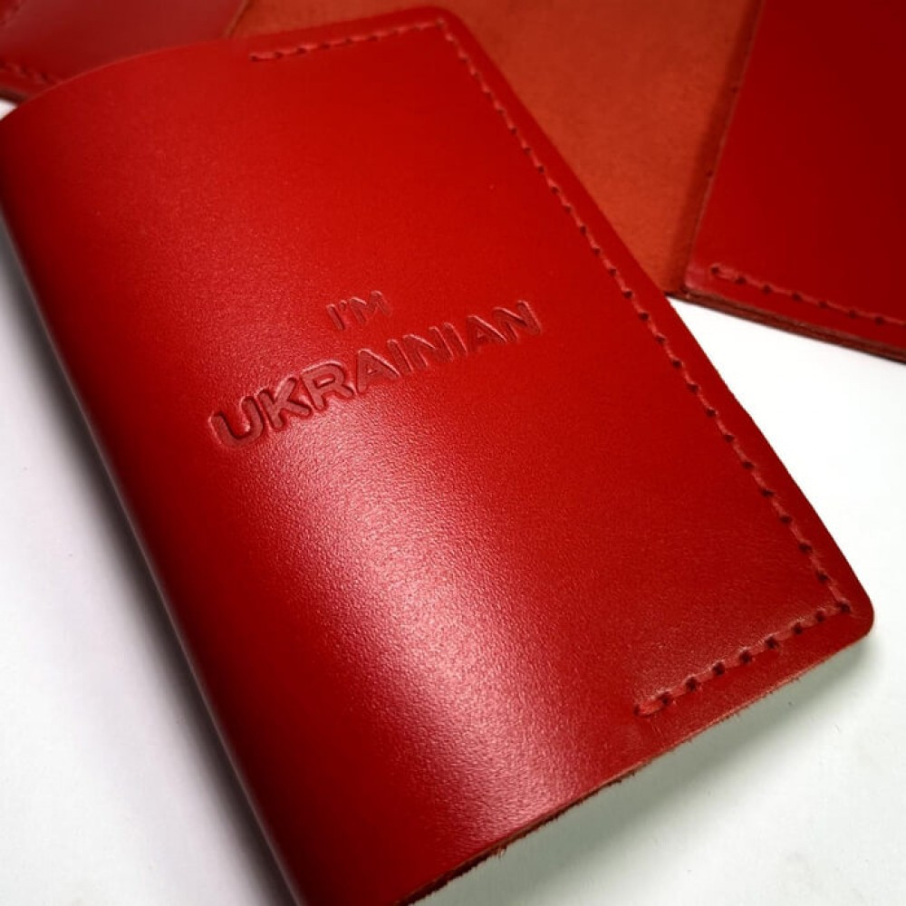 Шкіряна паспортниця Червона Юа, стильний практичний чохол зі шкіри з тисненням, обкладинка для паспорта жіночаMasterSem Київ - фото 1