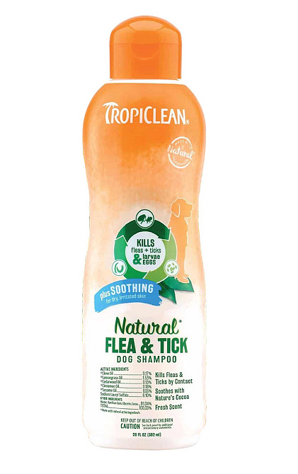 Успокаивающий шампунь TropiClean Natural Flea & Tick для собак от блох и клещей, 592 мл Винница - изображение 1