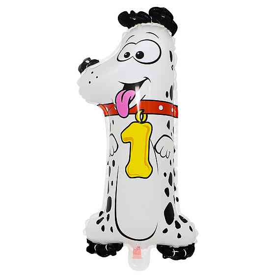 Шарик цифра 1 Далматинец 16 дюймов разноцветный Киев