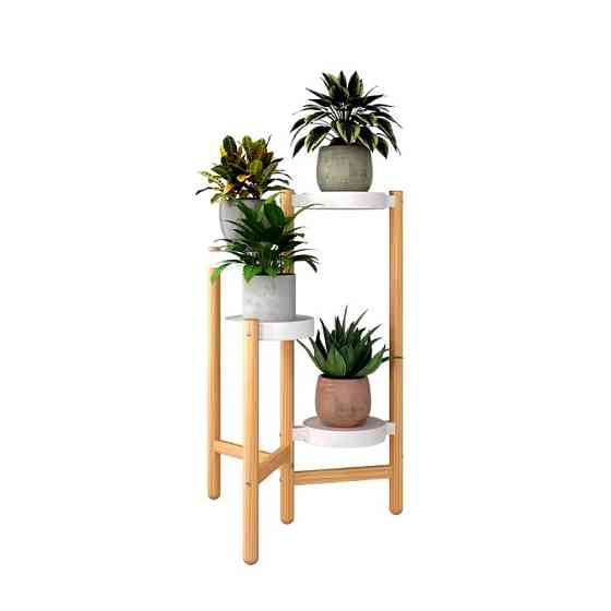 Стеллаж для цветов и растений стойка для горшков растений,цветов на 4 полки цвет под дерево Каменец-Подольский