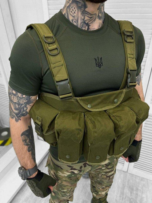 Нагрудная сумка разгрузка олива военная армейская на бронежилет Одесса - изображение 5