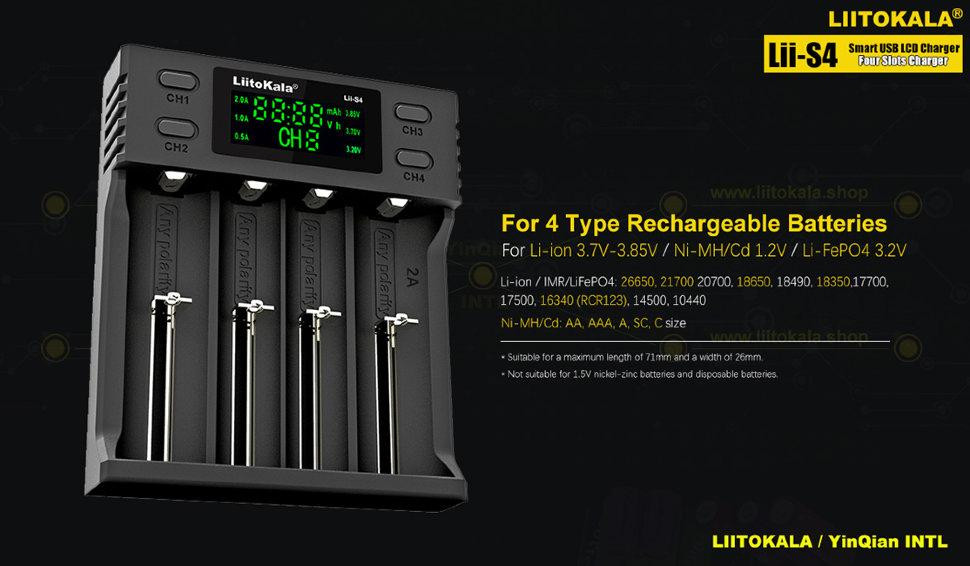 Зарядное устройство Liitokala Lii-S4, 4 канала, Ni-Mh/Li-ion/LiFePo4, USB, LCD, Box Киев - изображение 7