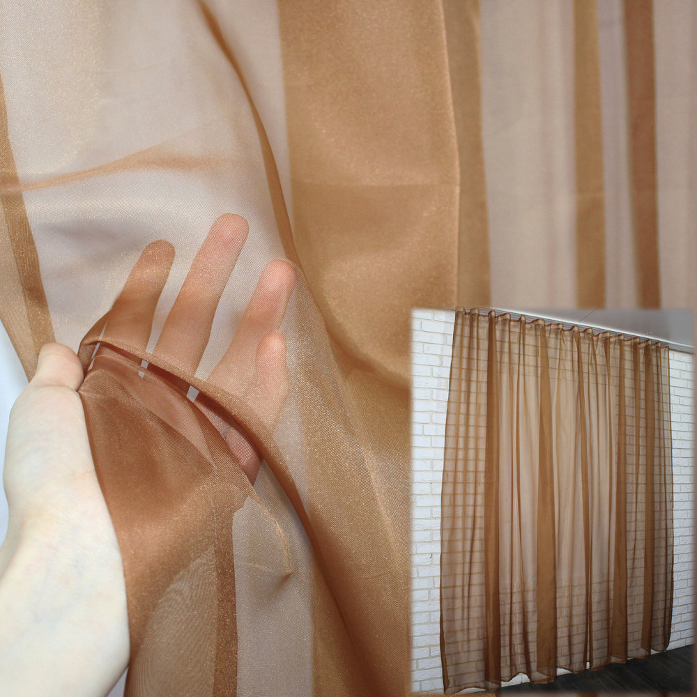 Тюль шифонова однотонна, колір коричневий Київ - фото 1