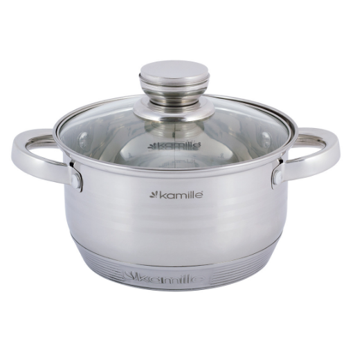 Каструля нержавіюча сталь 2л з кришкою порожнисті ручки 4911 KAMILLE Житомир - изображение 2