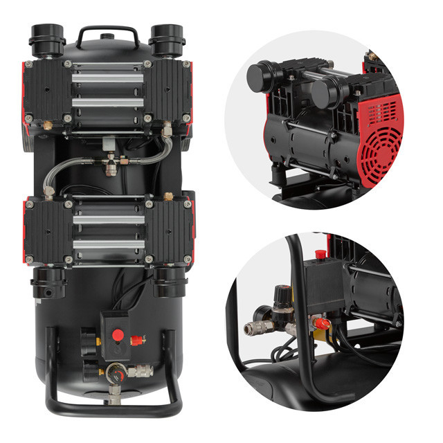 Компресор, 50 л, 2×1,5 кВт, 230 В, 8 атм, 400 л/хв, 1400 об/хв,  безмасляний, 4 циліндри, 68 дБ INTERTOOL PT-0037 Київ - фото 5