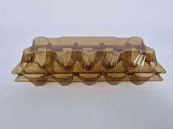 Упаковка для курячих яєць 10 осередків коричнева полегшена ПЕТ (50 шт) - тара для зберігання та транспортування Харків