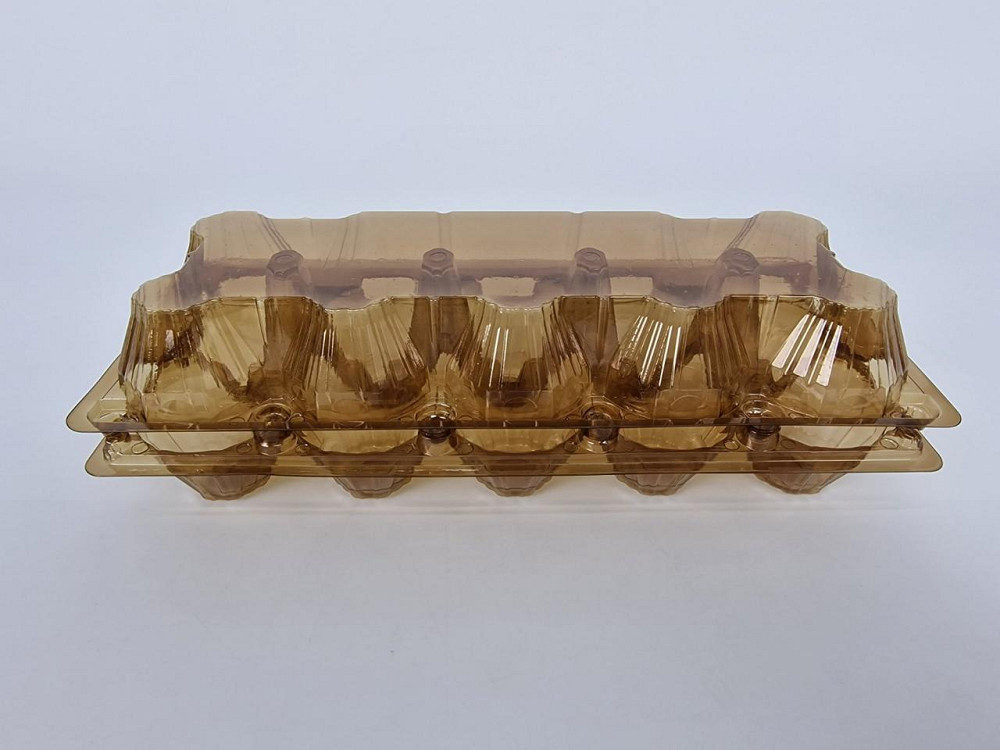 Упаковка для курячих яєць 10 осередків коричнева полегшена ПЕТ (50 шт) - тара для зберігання та транспортування Харків - фото 2