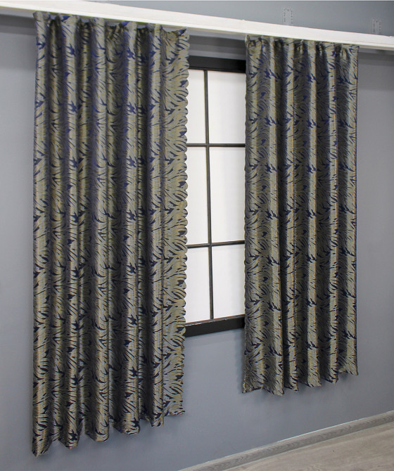 Комплект коротких штор VR-Textil Жакард Magic № 1612ш Синій з бежевий 145х170 см 2 шт (35-0252) Київ - фото 3