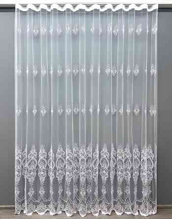 Тюль VR-Textil 1571т Фатин с вышивкой и люрексом Холодный белый 300х270 см (42-0531) Киев
