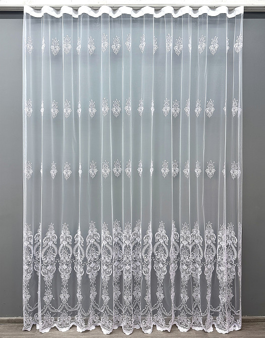 Тюль VR-Textil 1571т Фатин с вышивкой и люрексом Холодный белый 300х270 см (42-0531) Киев - изображение 2