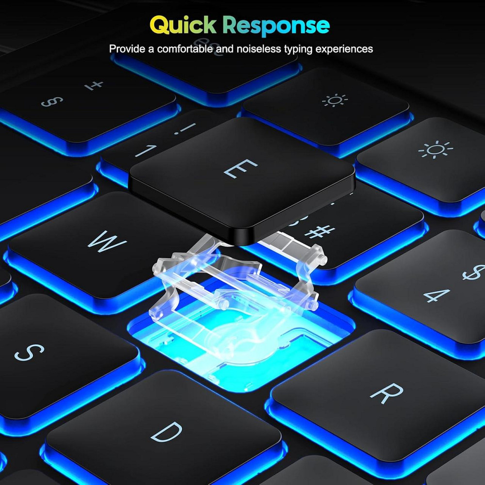 Клавіатура bluetooth для ipad pro 13 m4 2024 чохол з трекпадом підсвітка rgb usb c чорний uk layout кейс Київ - фото 7