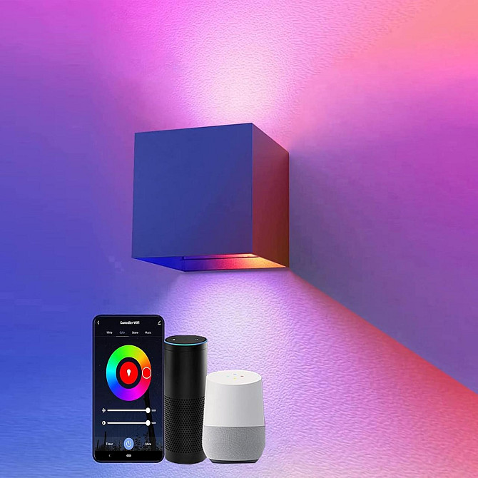 Настінний світильник світлодіодний смарт SNADER 6W LED RGB WiFi квадратний для дому та вулиці, управ Київ - фото 1