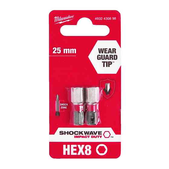 Біта SHOCKWAVE MILWAUKEE, Hex8, 25мм, (2шт) Одеса