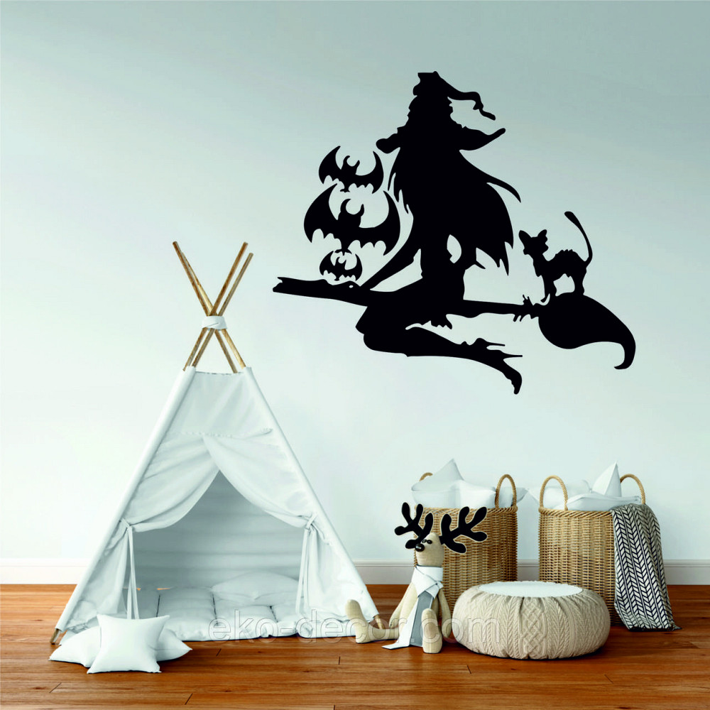 Декоративне настінне Панно «Відьма на мітлі», Декор на стіну 70*62 см, Чорний Київ - фото 10