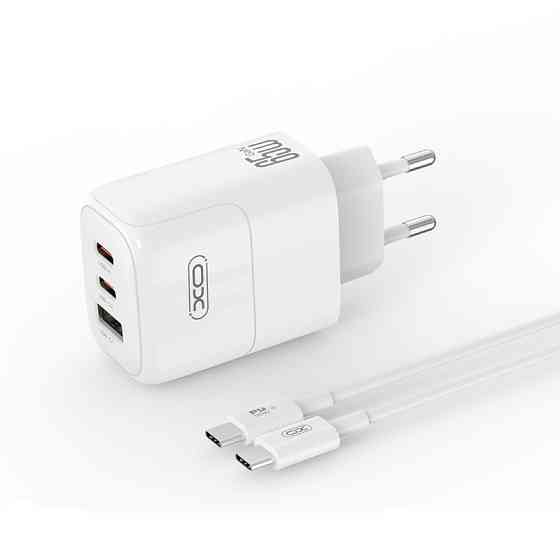 Мережевий зарядний пристрій XO L139 1USB-A 45W+2USB-C 65W + Type-c кабель білий Львів