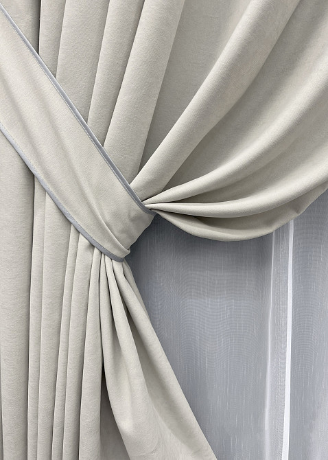 Комплект готовых штор VR-Textil Микровелюр Petek YL № 2019ш Тауп 150х290 см 2 шт (33-1006) Киев - изображение 5