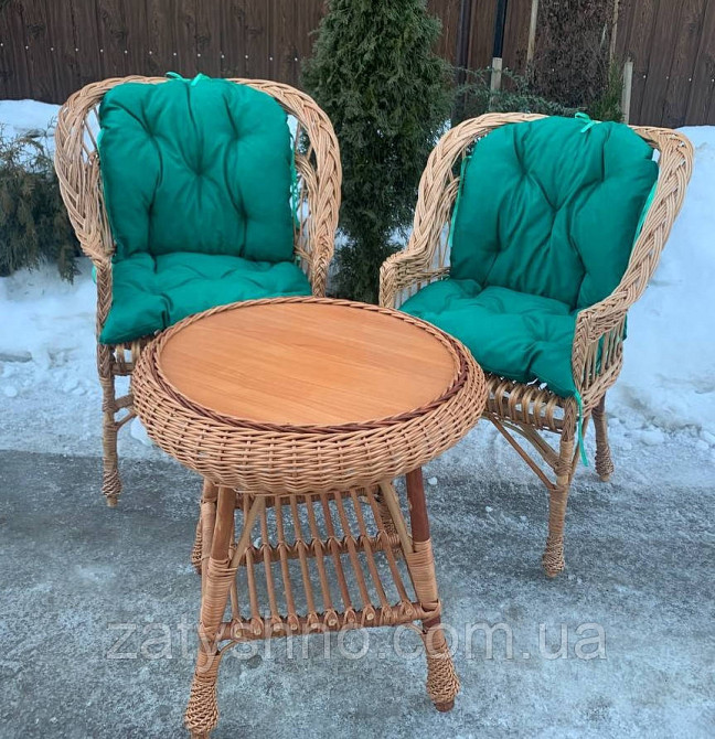Набор плетеный из лозы с накидками, зеленый Киев - изображение 4