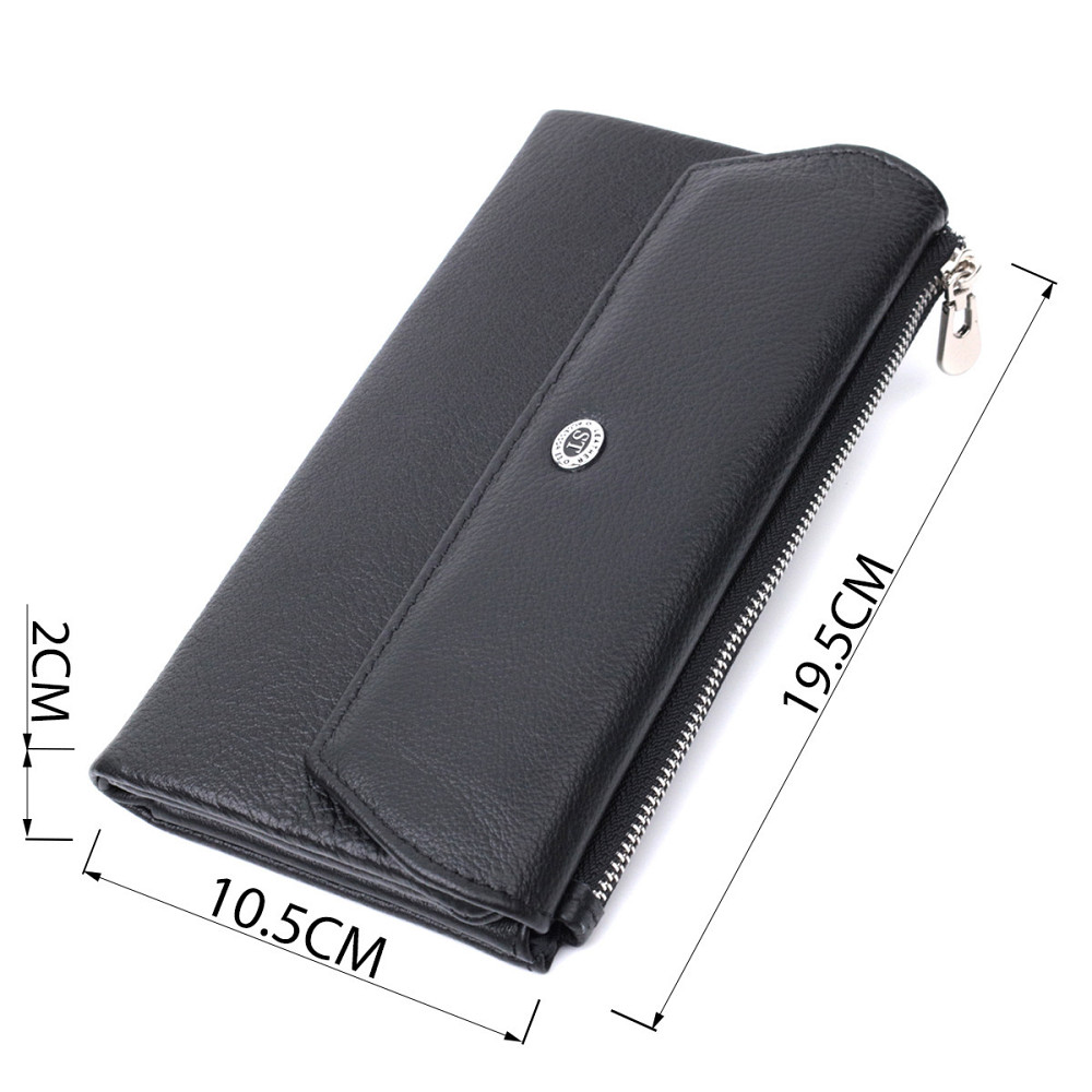 Жіноче портмоне з блоком для карт з натуральної шкіри ST Leather 22698 Чорний Київ - фото 3