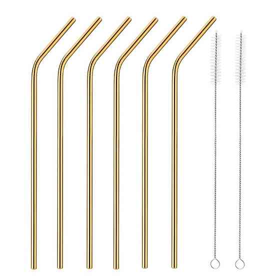 Набор эко-соломинок из металла, 4 шт, розовое золото Киев