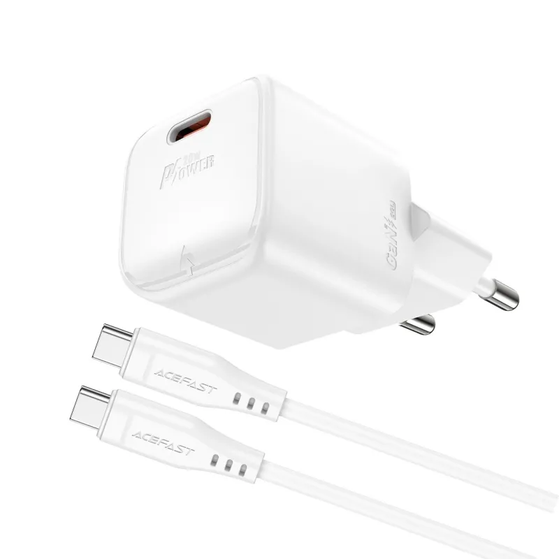 Зарядное устройство ACEFAST A73 mini 20W с кабелем USB-C белое Киев - изображение 6