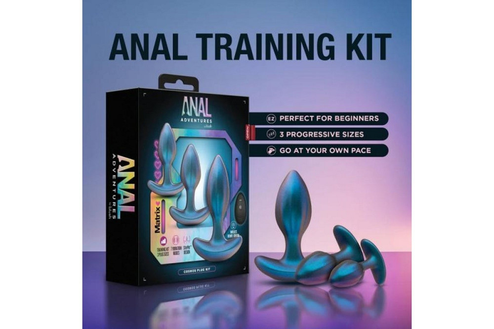 Набор анальных пробок с вибрацией Blush Anal Adventures на пульте управления, голубые Sex Aura Киев - изображение 4
