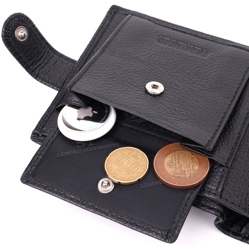 Мужской трендовый бумажник из натуральной кожи ST Leather 22553 Черный Киев - изображение 8