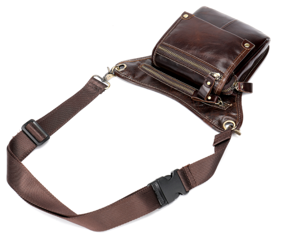 Сумка-барсетка на пояс чоловіча шкіряна Коричнева (Vintage) Київ