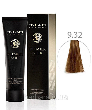 Крем-краска для волос T-LAB Professional Premier Noir Colouring Cream 9.32 Очень светлый блондин золотисто-перламутровый Киев - изображение 1