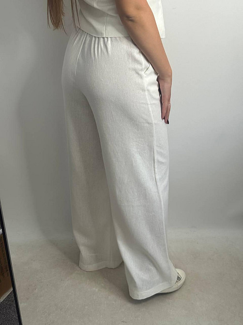 Лляний костюм-трійка в класичному стилі Молочний XS-S Харків - фото 8