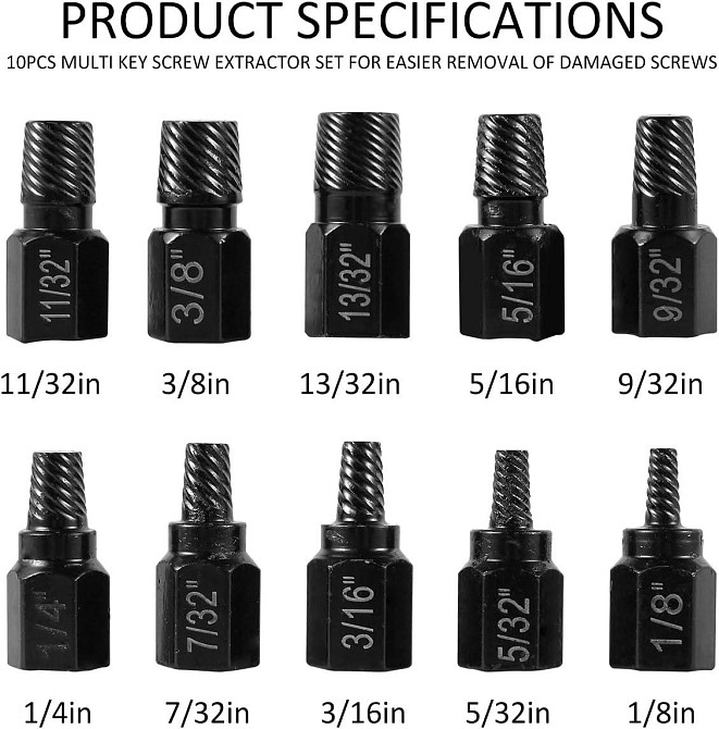 Набор экстракторов для поврежденных болтов, 10 шт. Киев - изображение 7