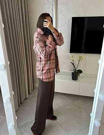 Женская повседневная рубашка в клетку на пуговицах Розовый, 54/58 Одесса