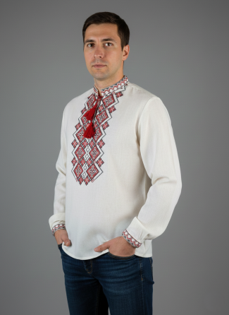 Лляна чоловіча вишиванка з орнаментом Святкова Київ