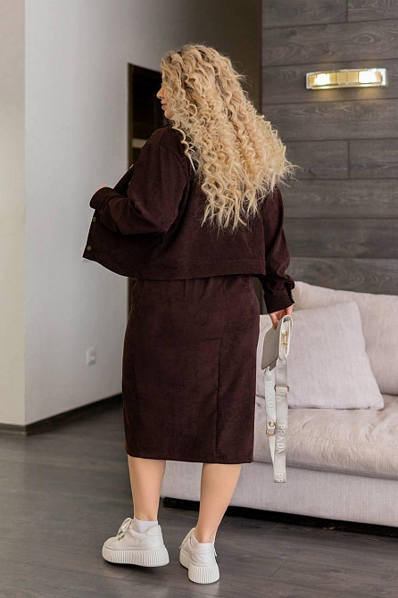 Женский стильный костюм двойка: жакет и юбка микровельвет Одесса - изображение 4