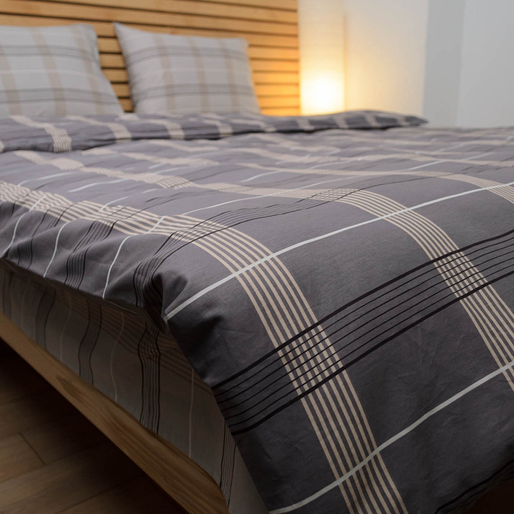 Комплект постельного белья полуторный Сатин Персиваль 125 г/м2 YouStar (Серый) 2 х 70х70 Сумы - изображение 1