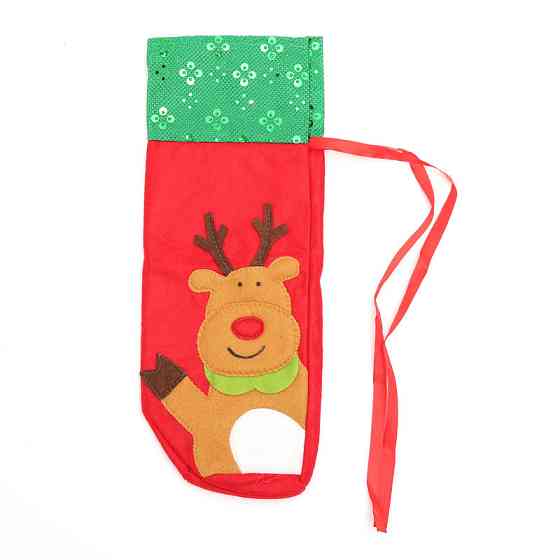 Чехол на бутылку новогодний Олень с пайетками 30 на 12 см разноцветный Киев