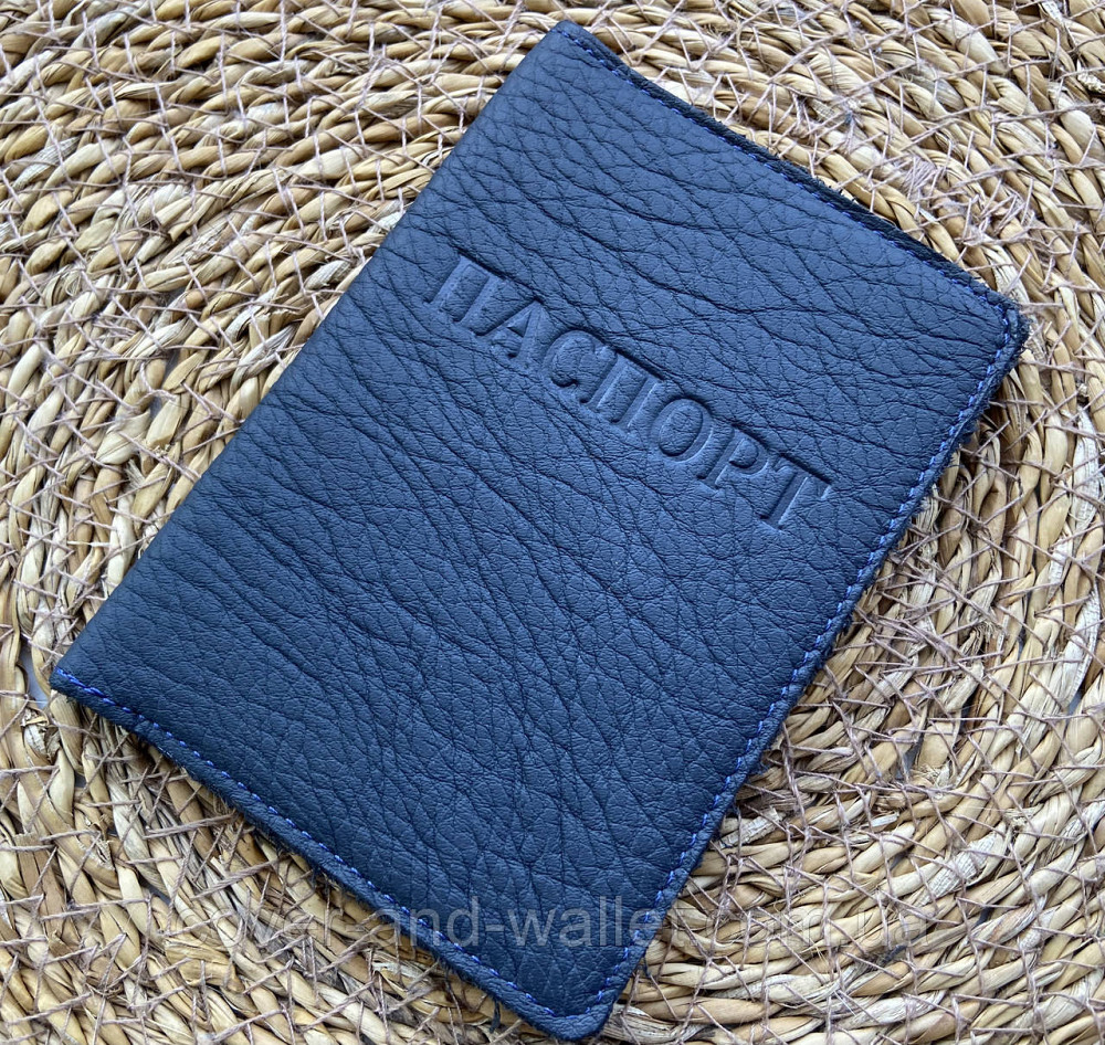 Обкладинка для паспорта з вінтажній шкіри синього кольору ST Leather Київ - фото 1