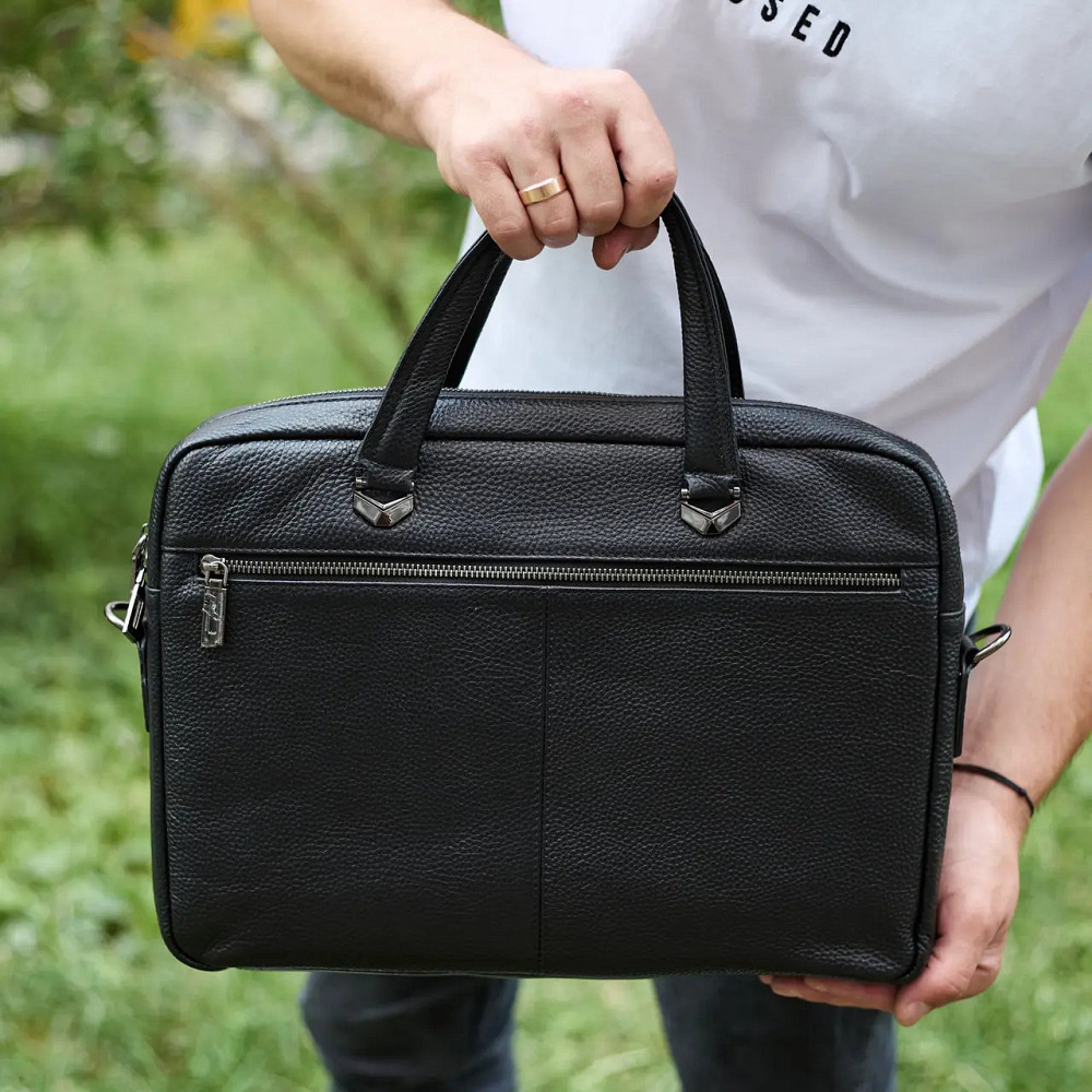 Мужская кожаная деловая сумка портфель для вещей и документов Tiding Bag Горизонтальная кожаная мужская сумка Киев - изображение 3