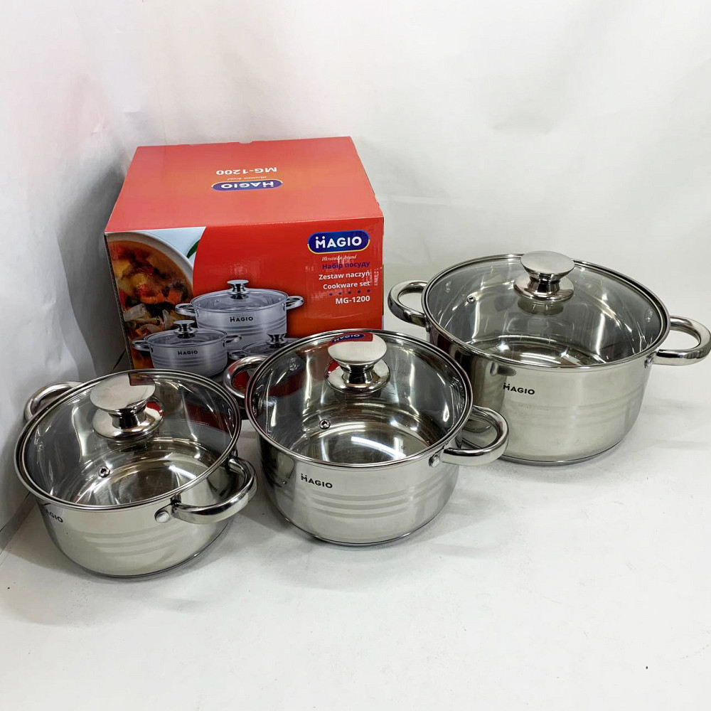 Набор кастрюль для дома с антипригарным покрытием MAGIO MG-1200 6 шт, Кастрюли с прозрачными крышками NZ-67 Ивано-Франковск - изображение 6