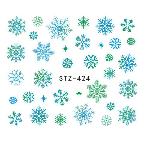 Наклейки на ногти снежинки, зеленые - размер стикера 5*6см, (инструкция по применению есть в описании) Киев - изображение 1