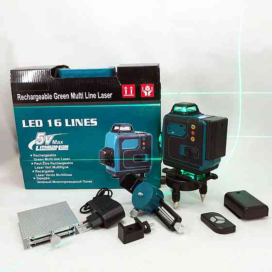 Уровень лазерный линейный нивелир аккумуляторный Laser 4D, 16 линий, рабочее растояние 30м, в чемодане XZ-85 Львов