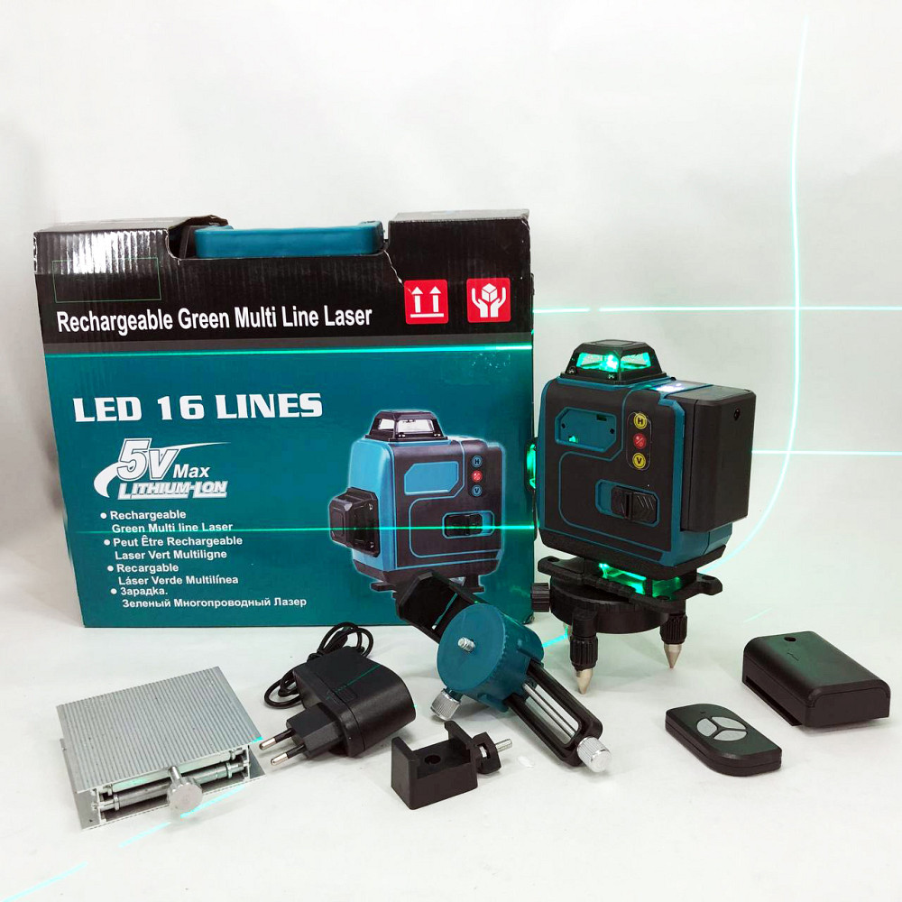Уровень лазерный линейный нивелир аккумуляторный Laser 4D, 16 линий, рабочее растояние 30м, в чемодане XZ-85 Львов - изображение 2