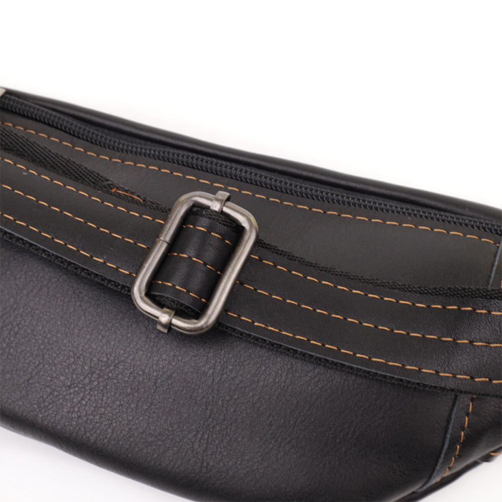 Чоловіча сумка-бананка з натуральної гладкої шкіри Shvigel 23125 Чорний Київ - фото 8