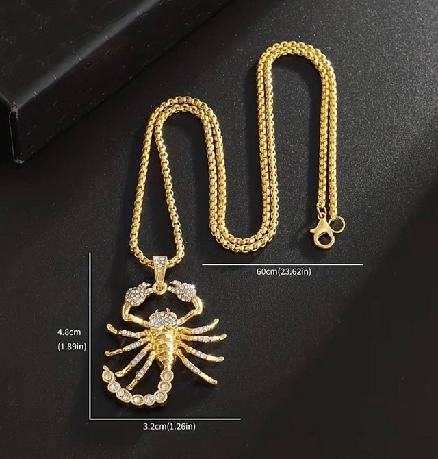 Подвеска скорпион на цепочке золотая, кулон знак зодиака Скорпион со стразами Киев - изображение 2