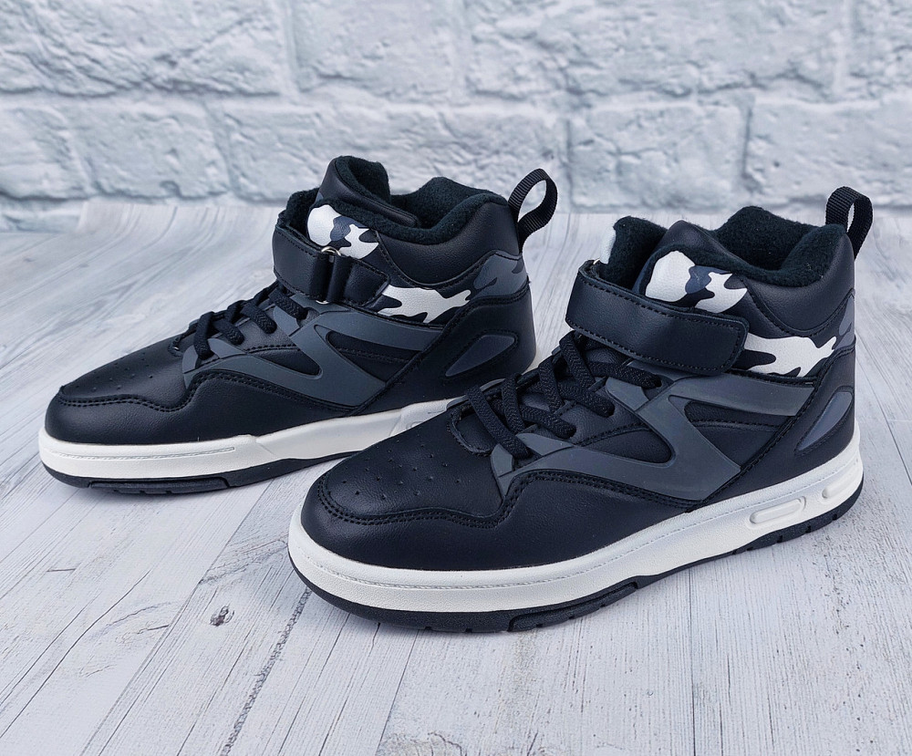 Дитячі демісезонні кросівки хайтопи чорні мілітарі для хлопчиків ТМ "Bessky" 32,33 Миколаїв - фото 6