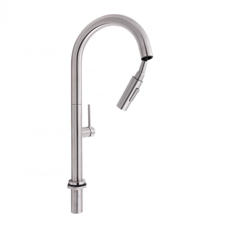 Смеситель для кухни Qtap Lenicka с выдвижным изливом, нержавейка QTLEN9138103UN Brushed Nickel PVD Харьков - изображение 3