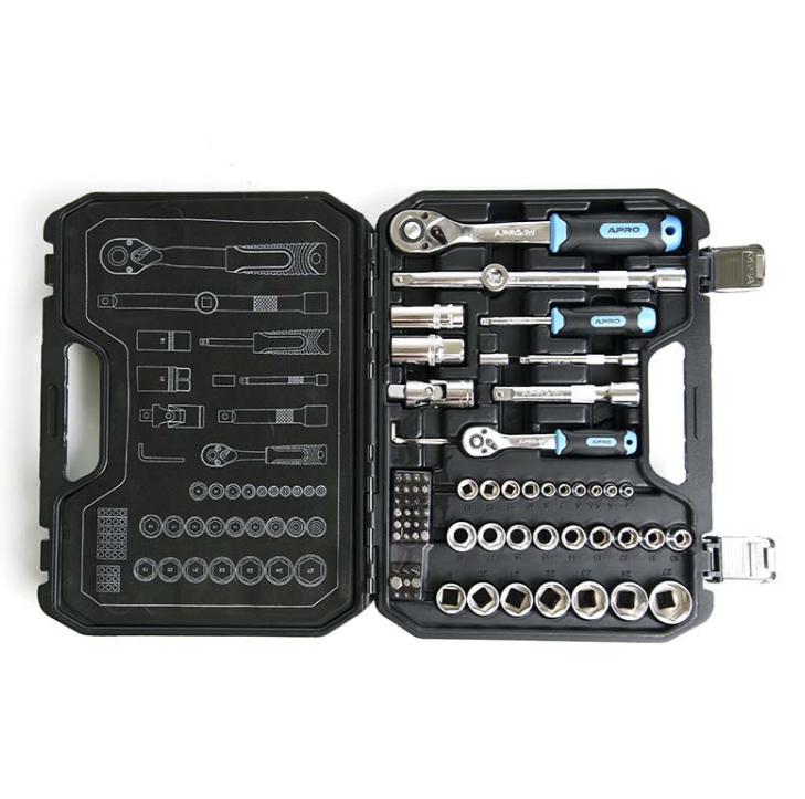 Набір насадок 90T 1/4"; 1/2" CrV 73 шт APRO Житомир - фото 3