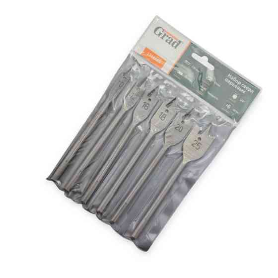 Набір пір'яних свердел по дереву 10, 12, 16, 18, 20, 25 мм (6 шт) Grad Мукачево